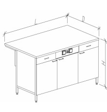 Стол-тумба большой с дверками с ящиками и розетками 1500/900 СТЛн-М с/я.р.
