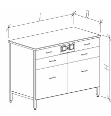 Стол-тумба с ящиками и розетками 1200 СТЛкм-М с/я.р. (2+4)
