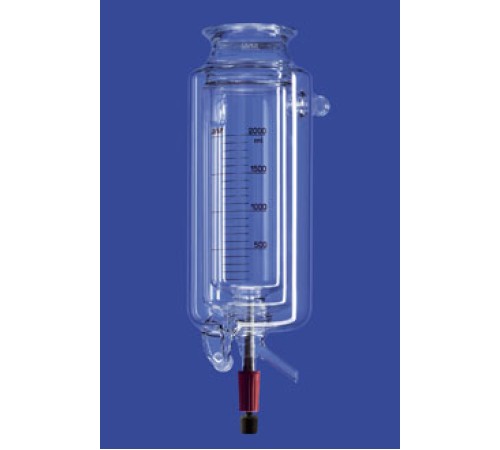 Реактор Lenz цилиндрический, LF60, 0,5 л, с термо и вакуумной рубашкой, со сливным клапаном, соединения KF15